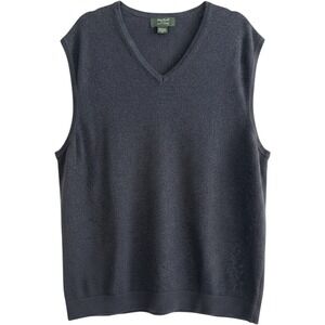 Eddie Bauer Sweater Vest Mens XL Gray Cotton Cashmere V-Neck Knit Sleeveless